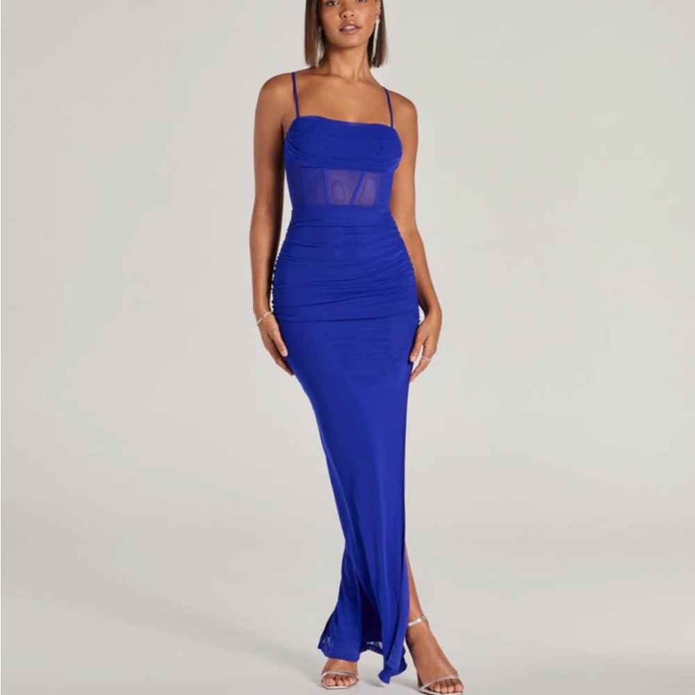 Windsor Rose Formal Mesh Corset Column Dress